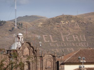 hilltop cusco peru writing