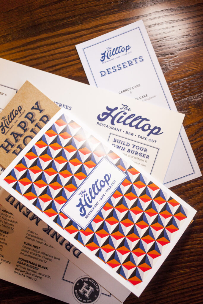 The Hilltop menus and flyers