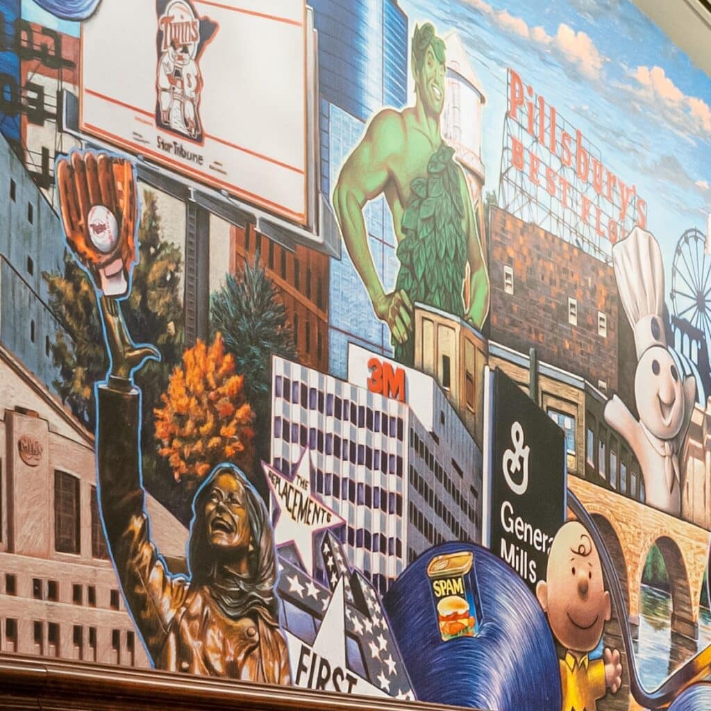 Close up mural at 801 Chophouse