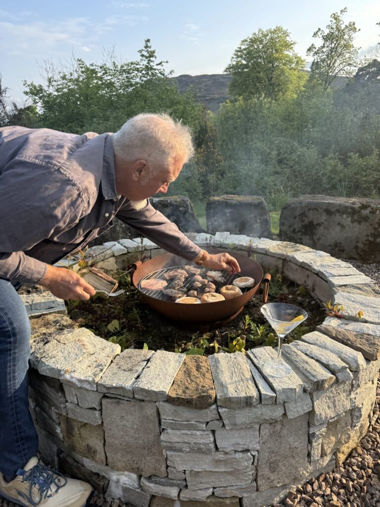 Grilling over fire 